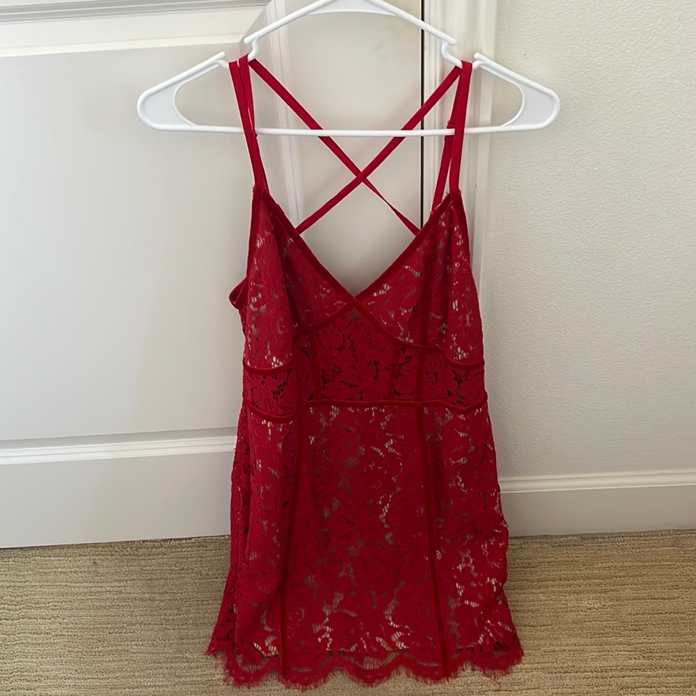 Red lace dress